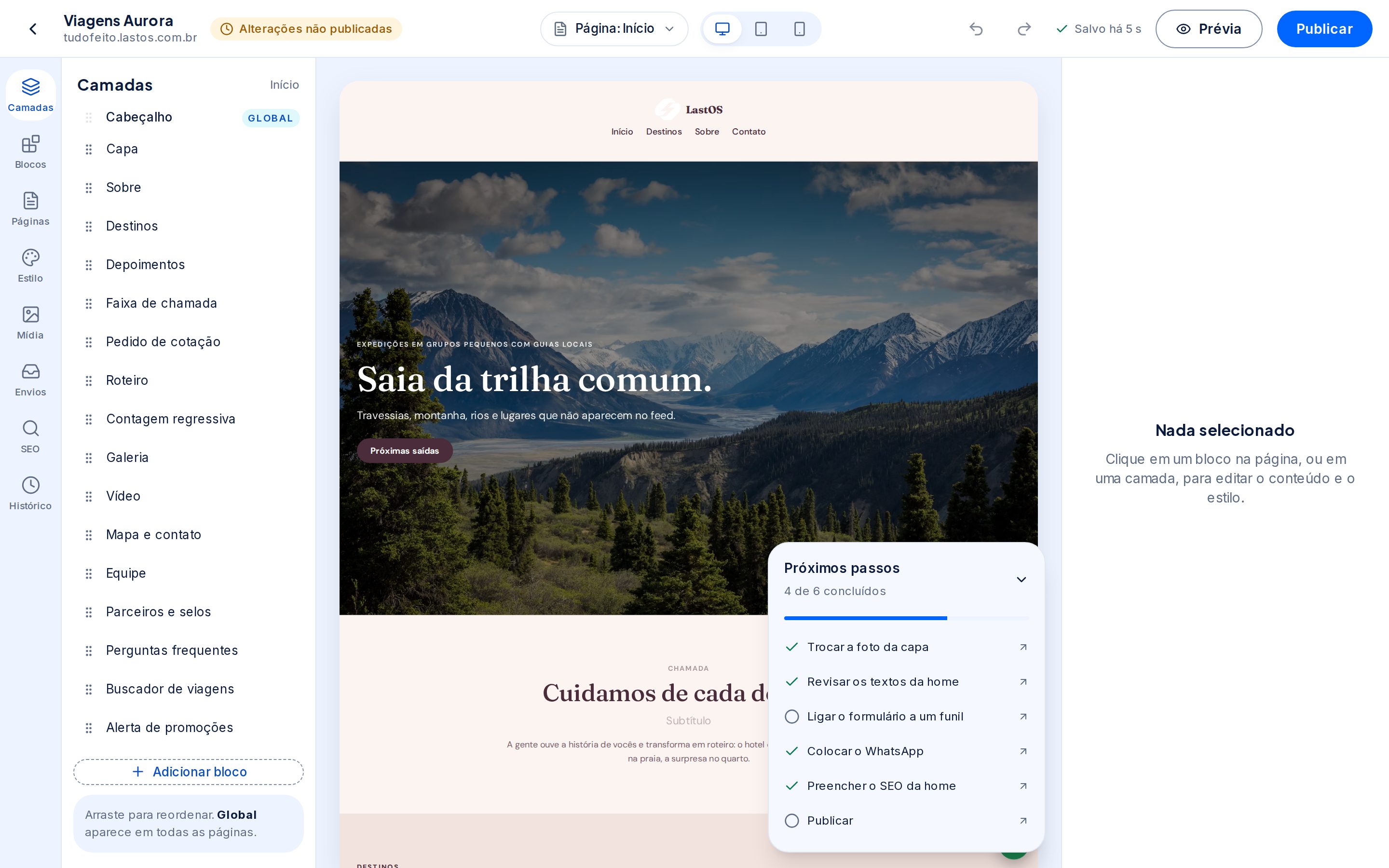 Editor do site da agência no LastOS